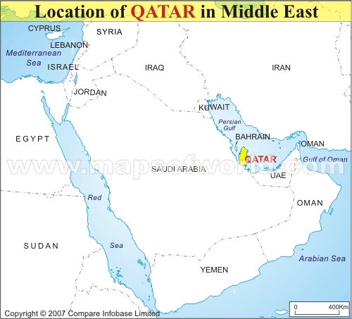 carte du qatar milieu est