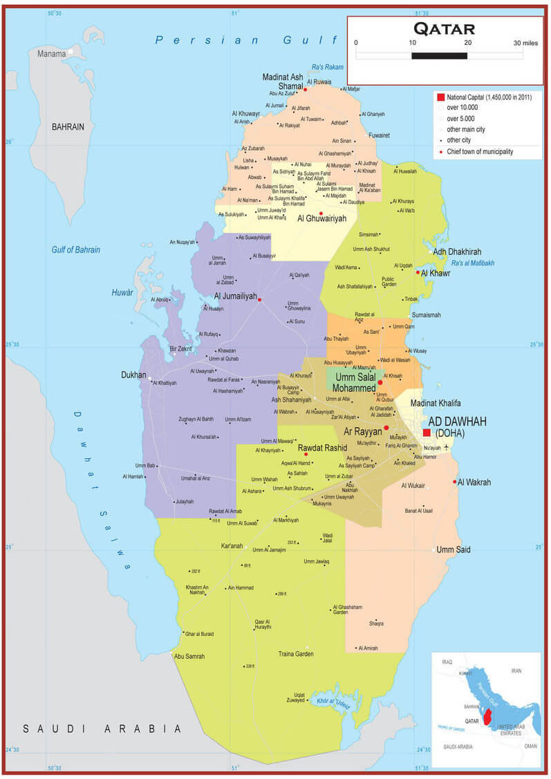 Carte politique du Qatar