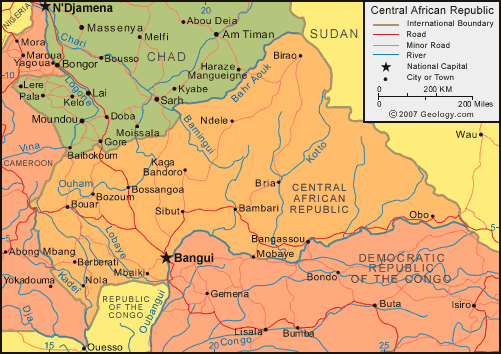 carte du Republique Centrafricaine