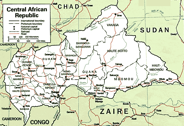 Republique Centrafricaine Plan et Image Satellite
