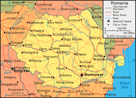 carte du Roumanie