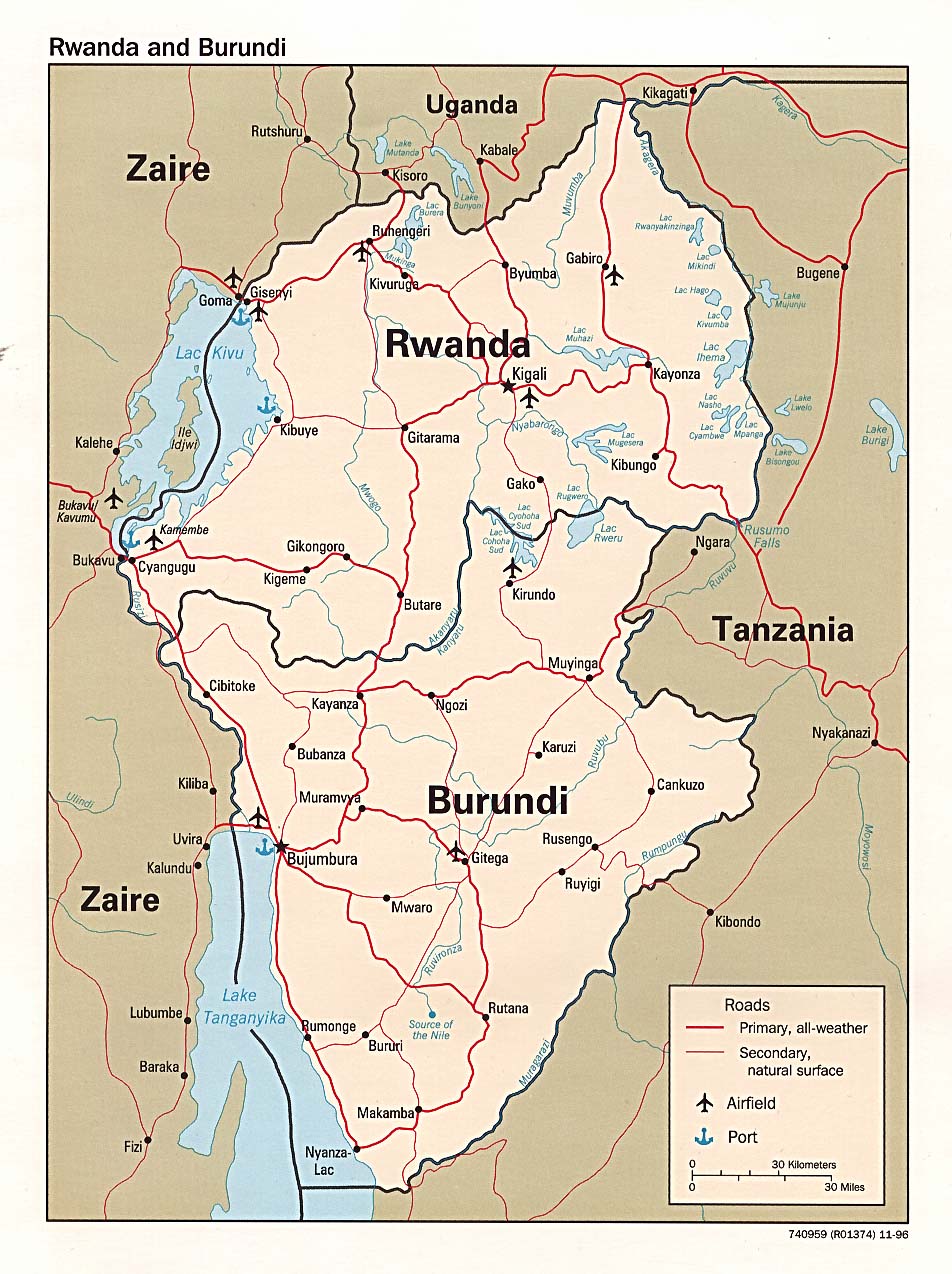 rwanda physique carte