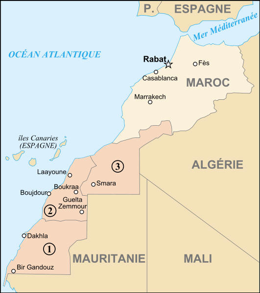Sahara Occidental regions carte