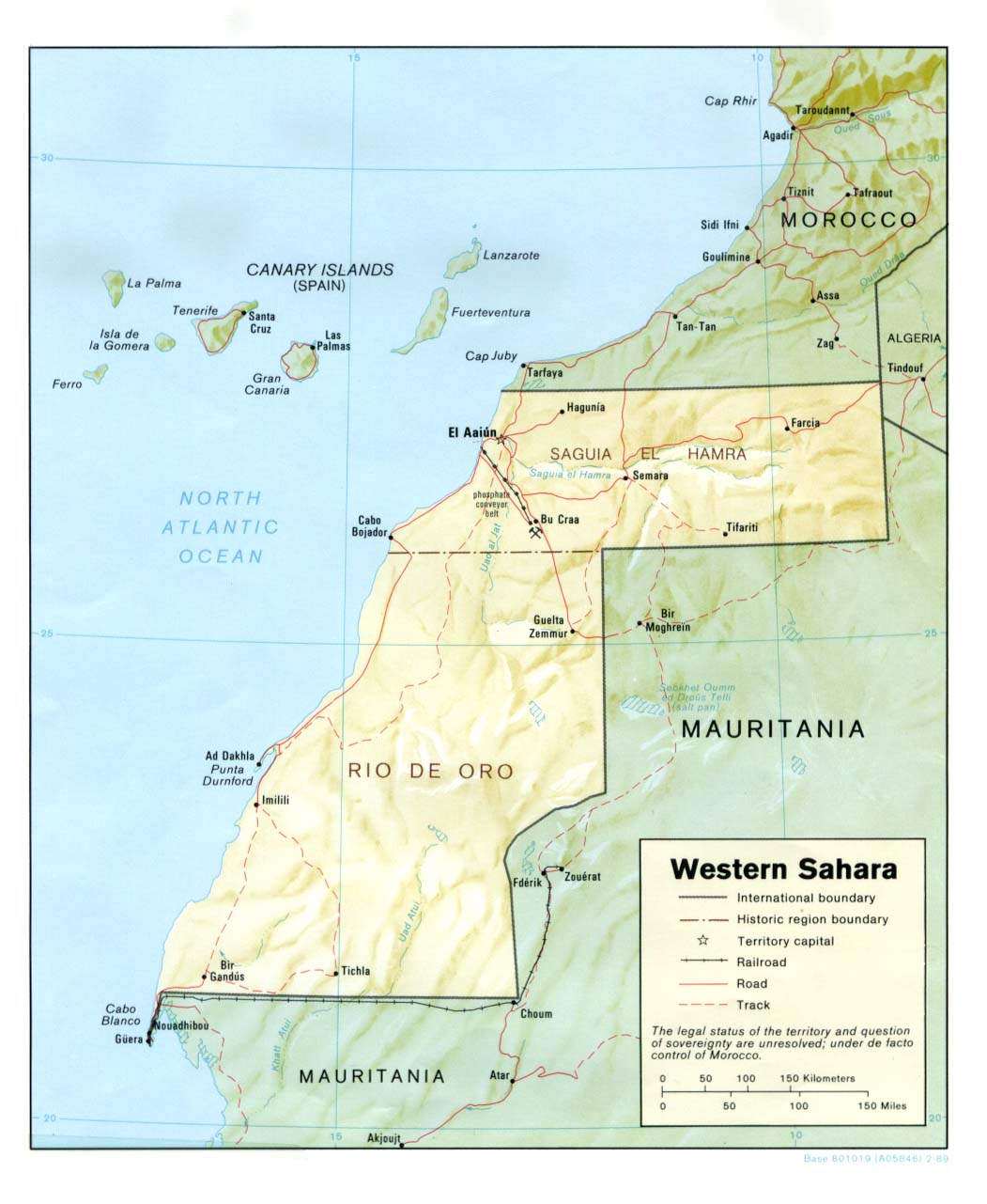Sahara Occidental soulagement carte