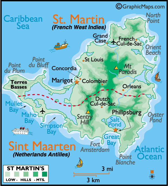 Caraibes Carte Saint Martin