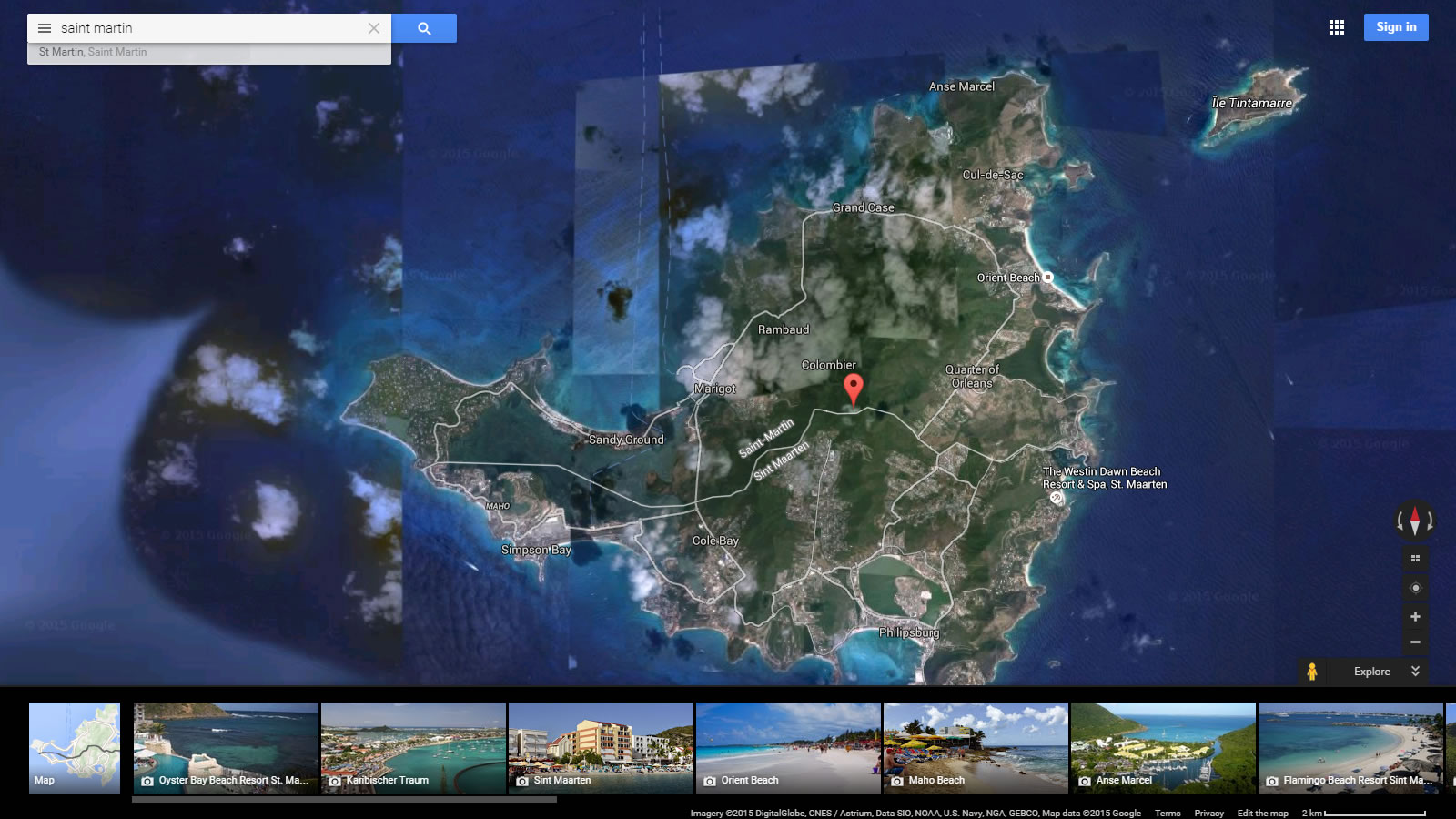 saint martin satellite carte