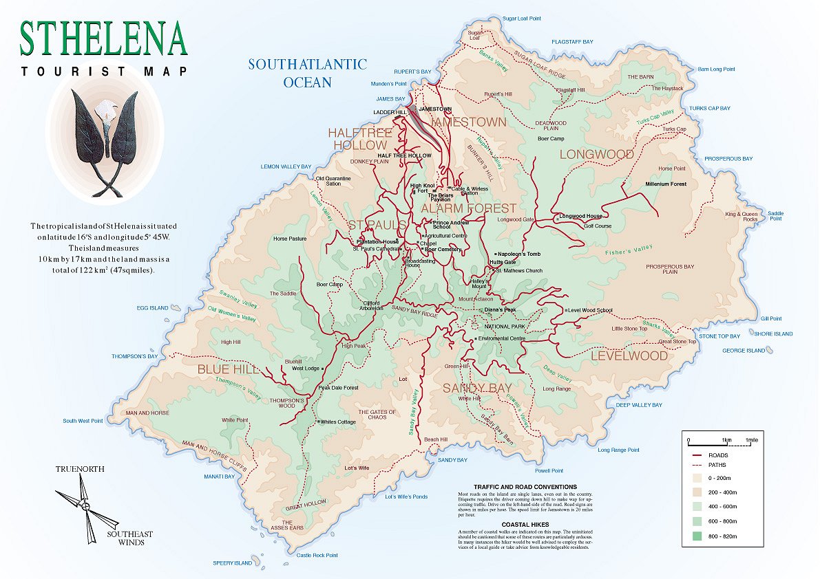 St Helena touristique carte