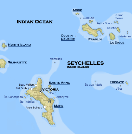 Indien Ocean Seychelles Carte