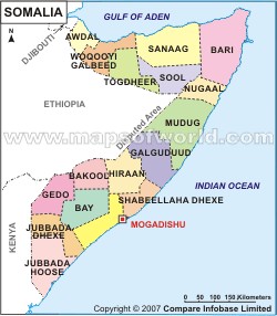 somalie regions carte