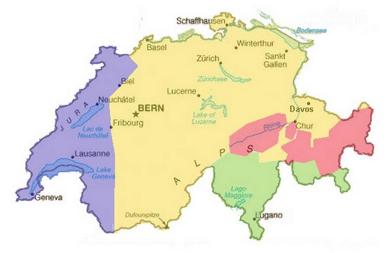 langues carte du suisse