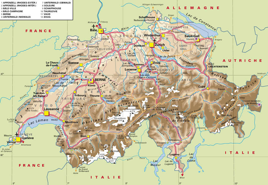 suisse itineraire carte