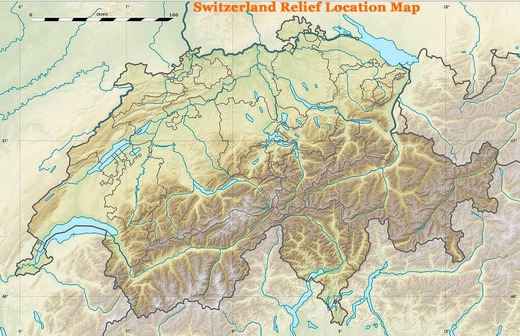 Suisse Relief Emplacement Carte