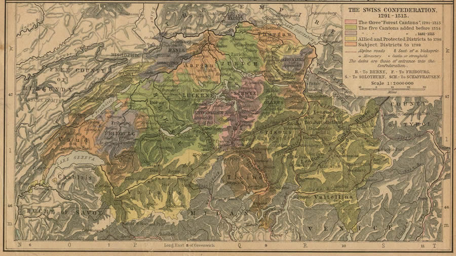 swiss confederation carte 1291 1513