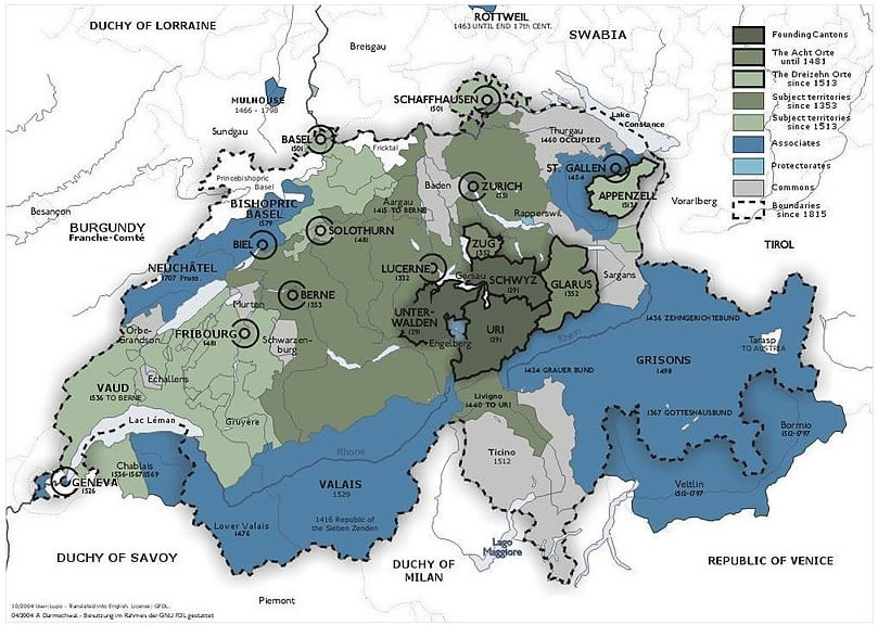 Vieux Swiss Confederation Carte