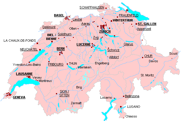 Villes Carte du Suisse