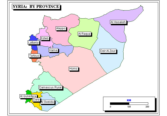 syrie provinces carte