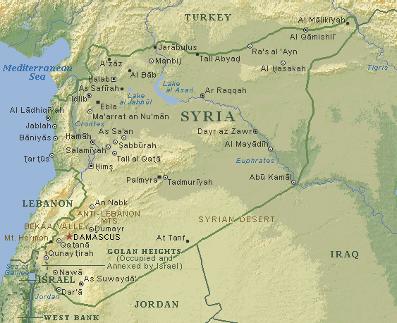 syrie villes carte