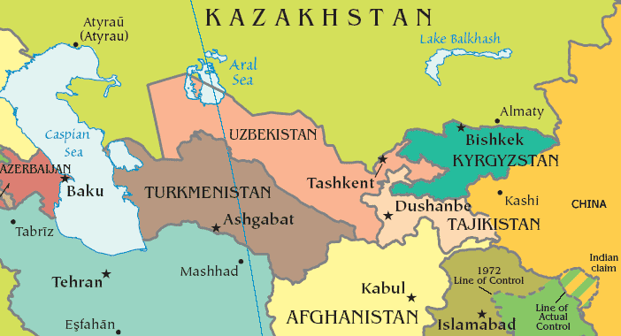 tadjikistan asie carte
