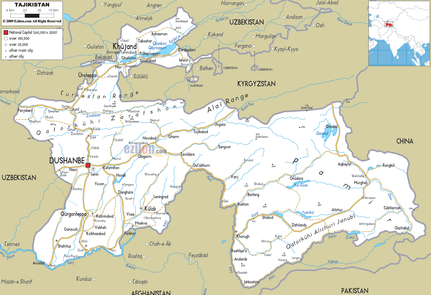 tadjikistan itineraire carte