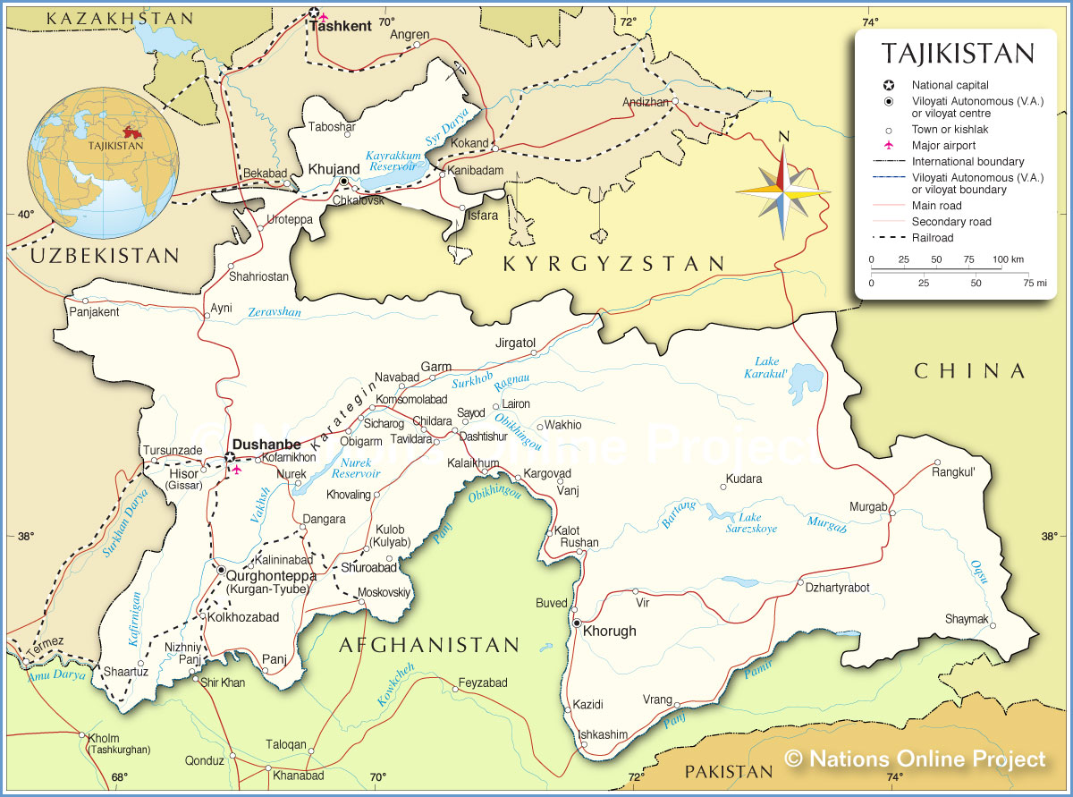 tadjikistan politique carte
