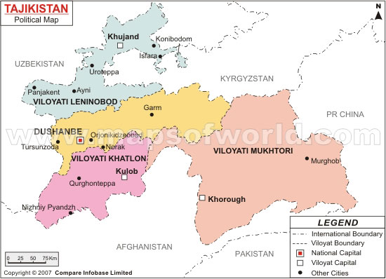 tadjikistan politique carte