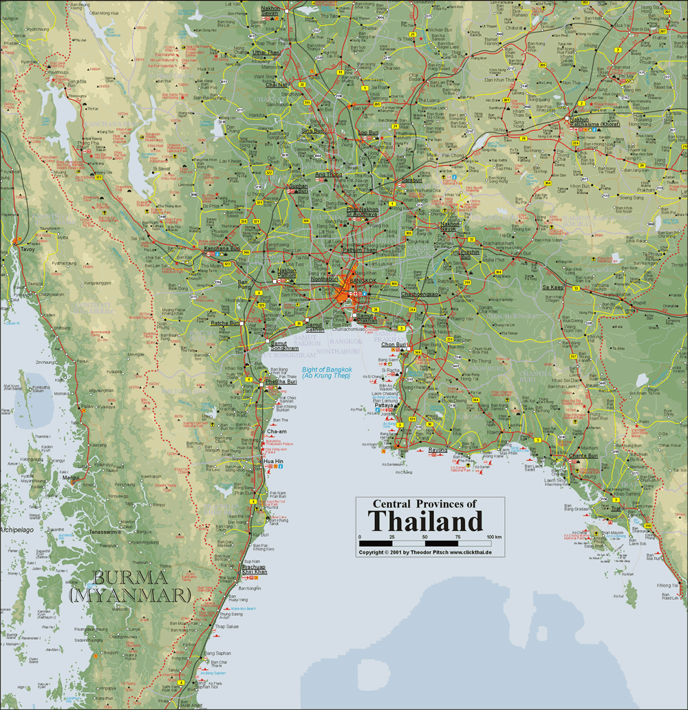 Thailande Carte Physique