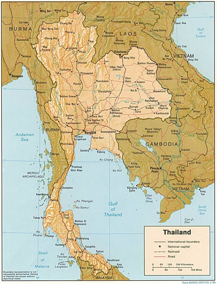 thailande physique carte