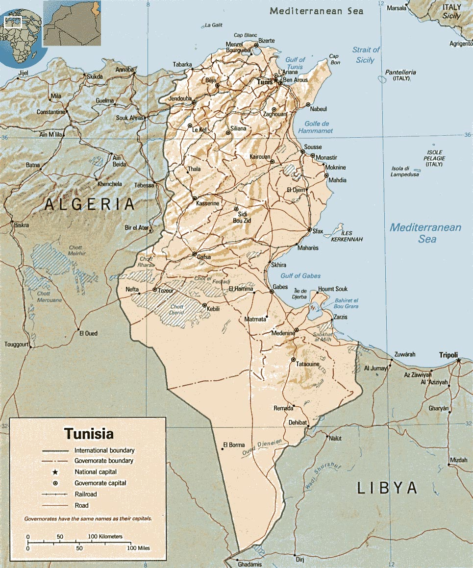Tunesien Satellitenkarte