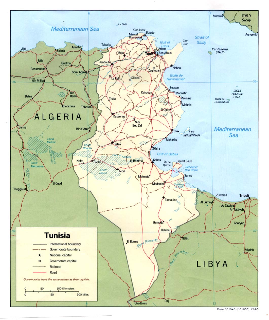 tunisie politique carte
