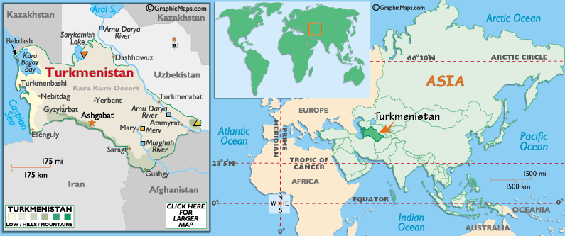 carte du Turkmenistan