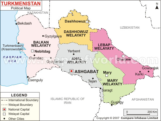turkmenistan politique carte