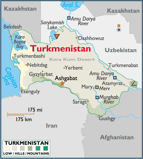 turkmenistan regional carte