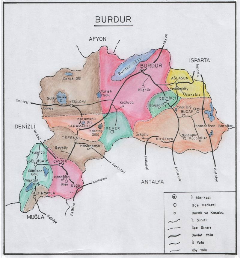 burdur les villes plan