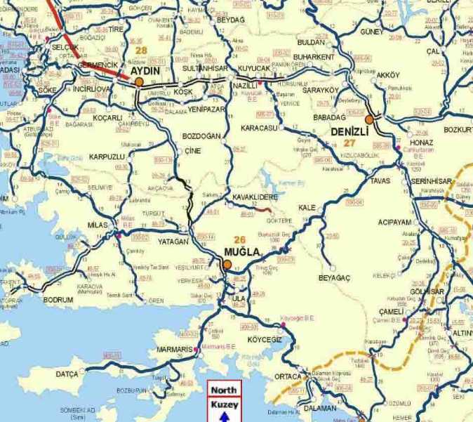 denizli autoroutes plan