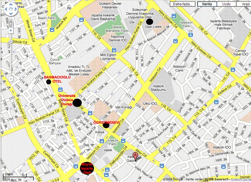 isparta ville centre plan