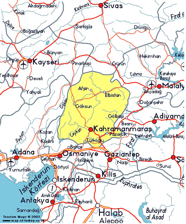 kahramanmaras autoroutes plan