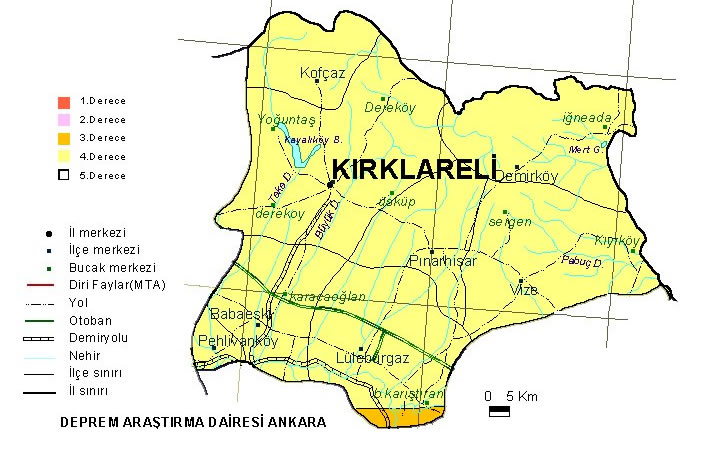 kirklareli eartquake plan