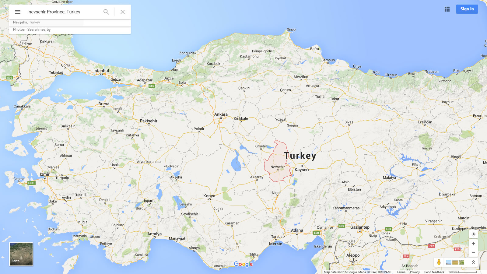 nevsehir plan turquie