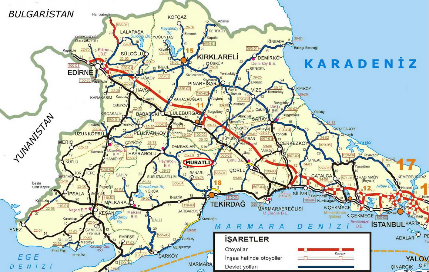 tekirdag autoroutes plan