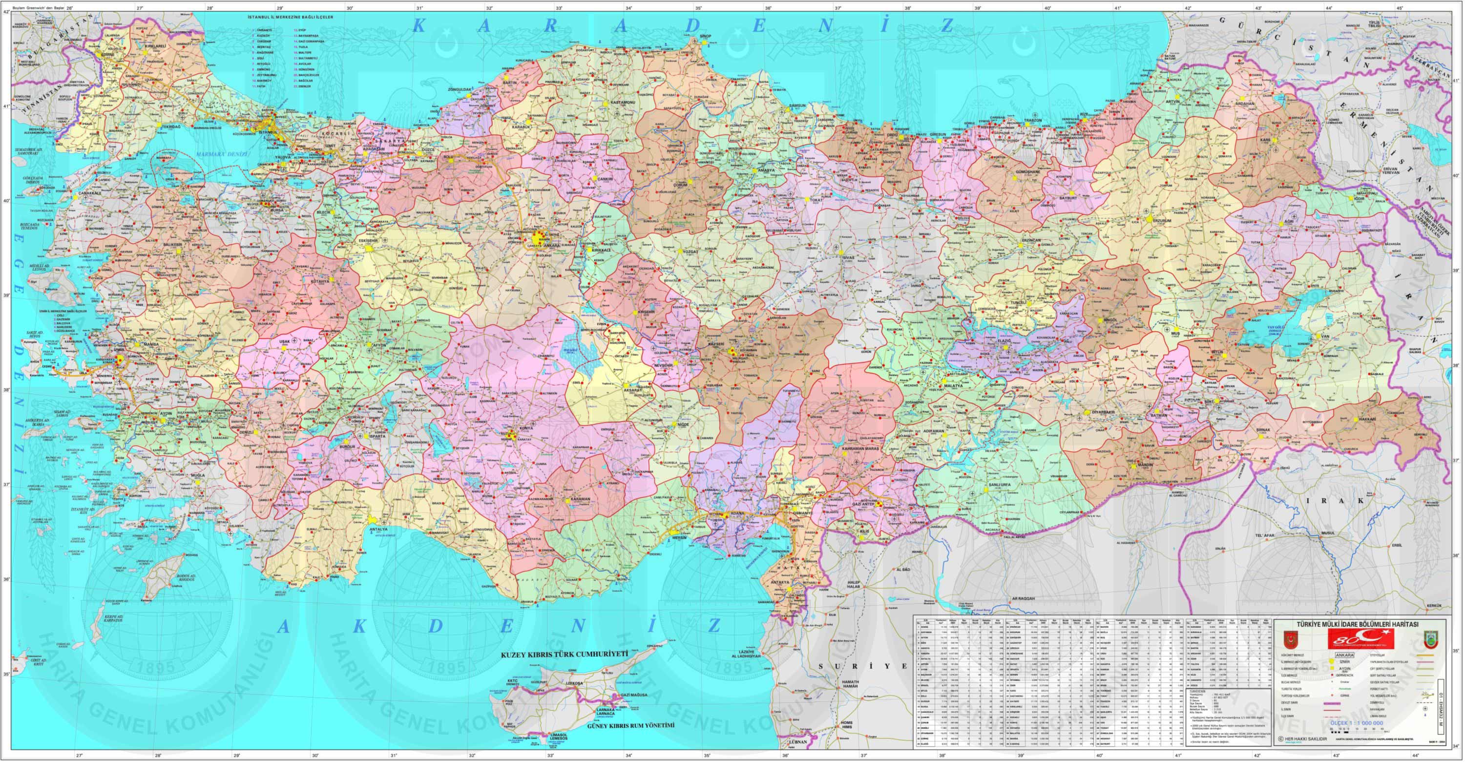 turquie carte l