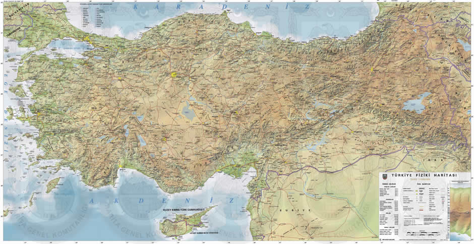 turquie carte physique