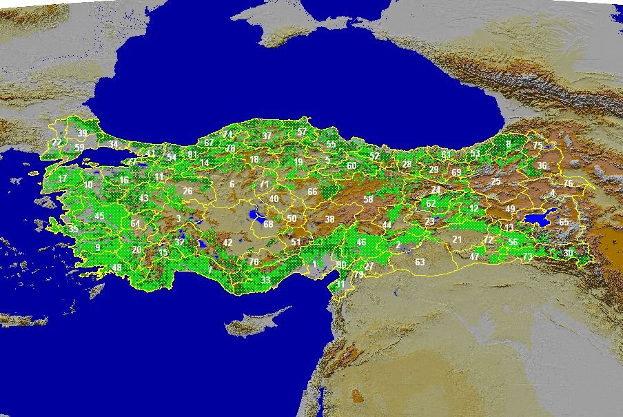 turquie foret carte