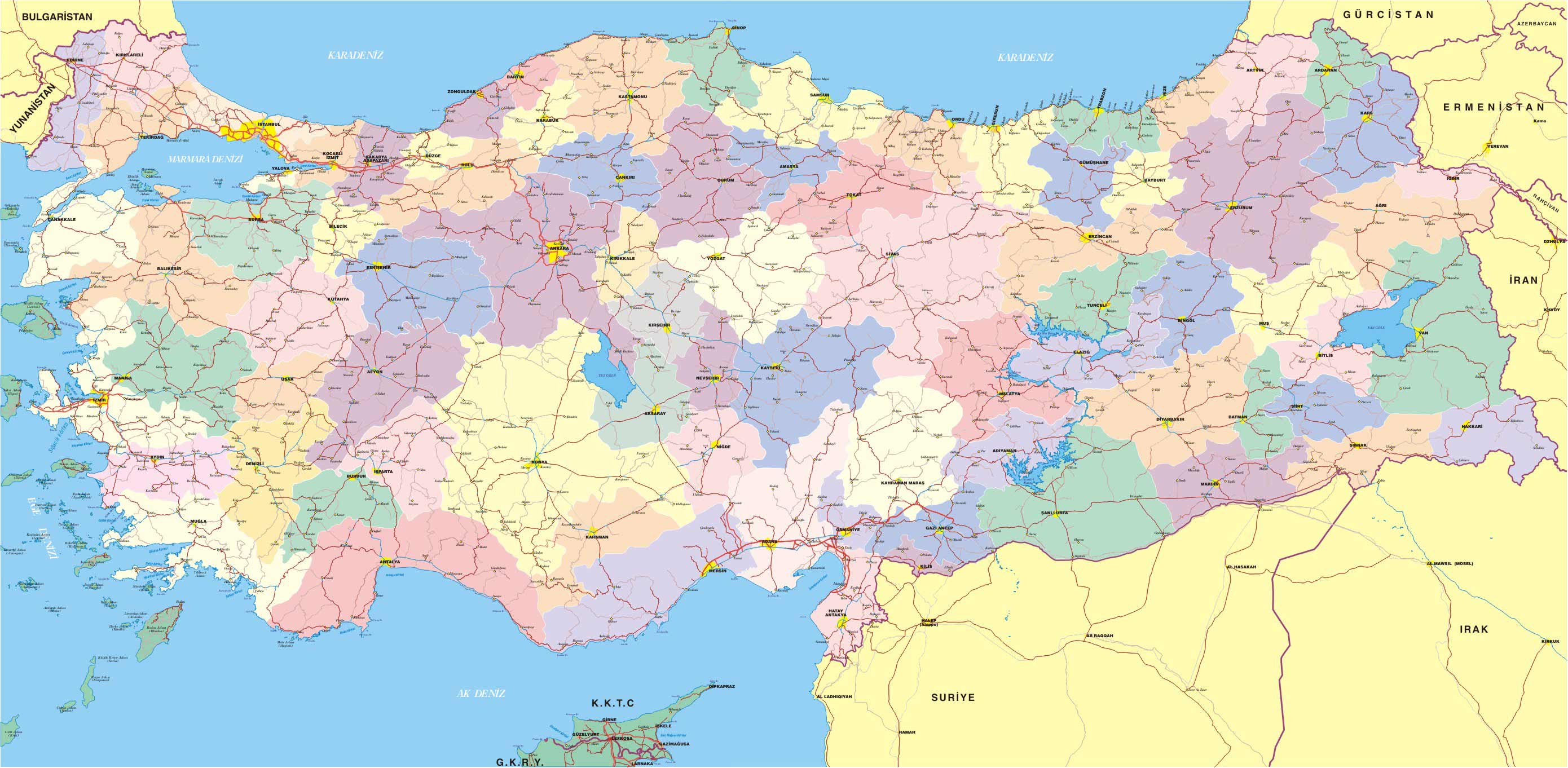 villes carte du turquie