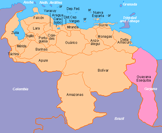 venezuela regions carte