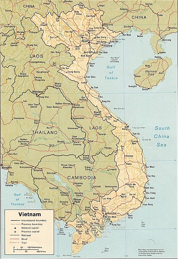physique carte du vietnam