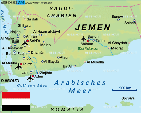 yemen physique carte